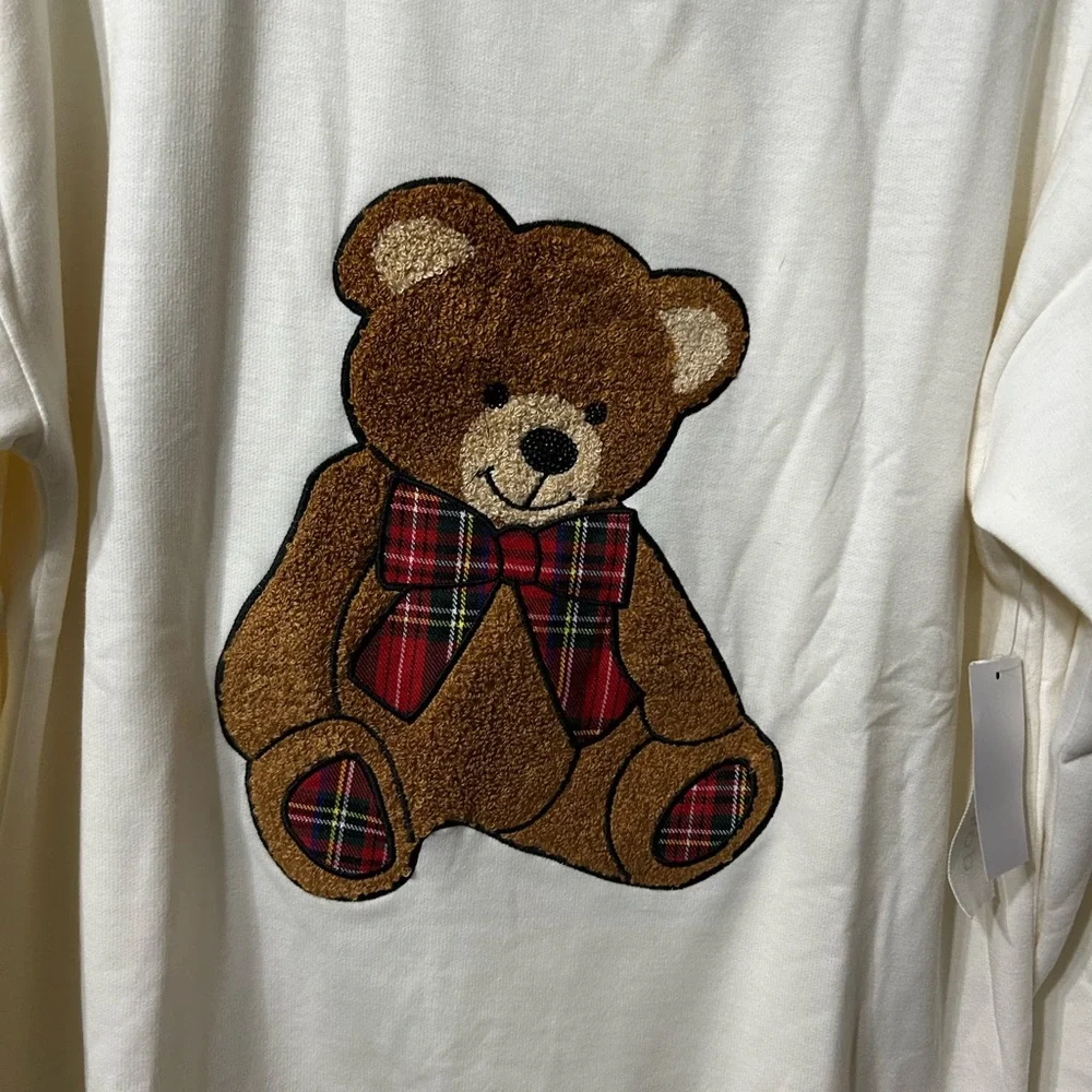 Workshop Republic Clothing  off white Cream Teddy Bear Sweatshirt - Picture 2 of 6
